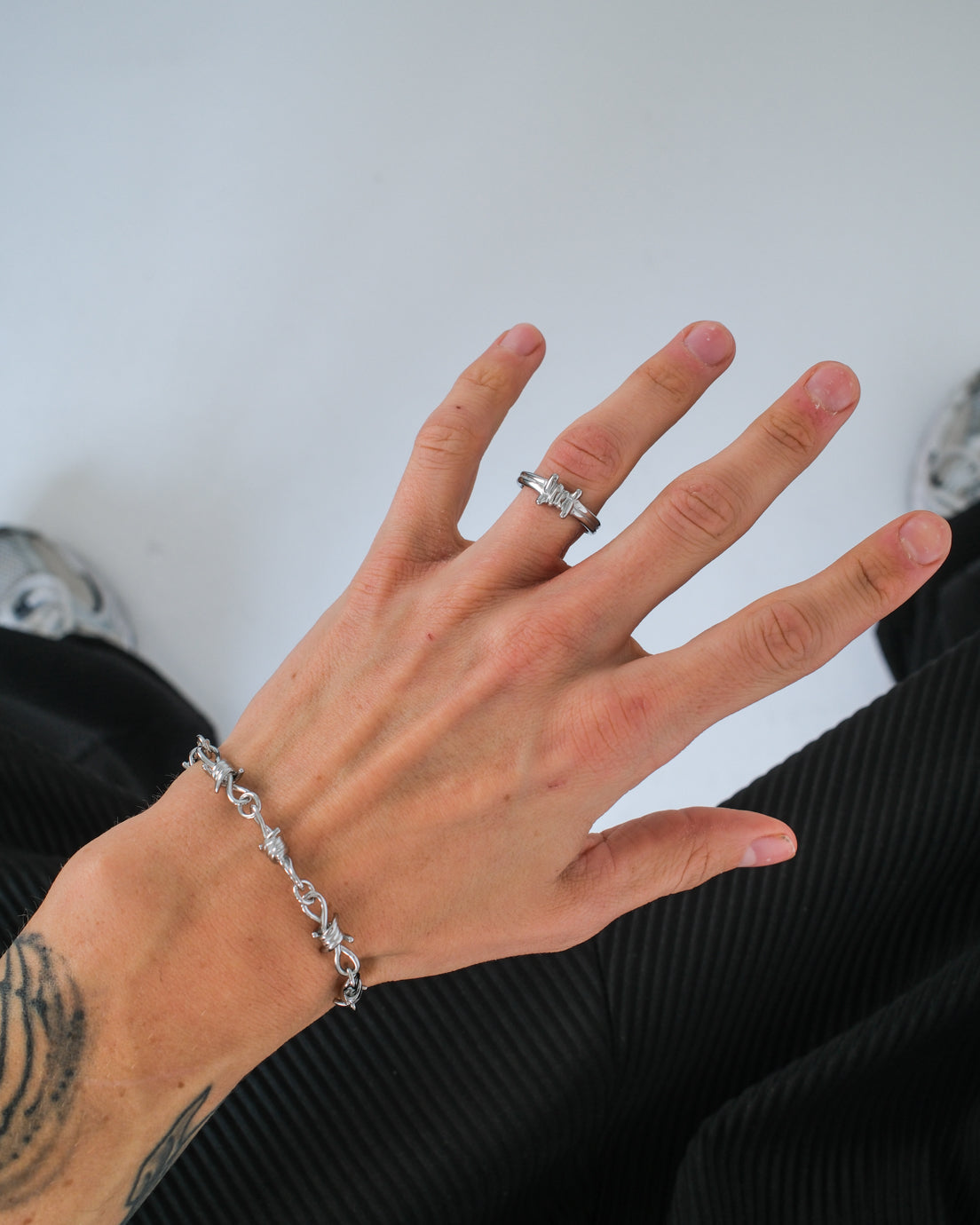 unshinebar-barbed-wire-ring-stacheldraht-silber-gold-edelstahl image 3