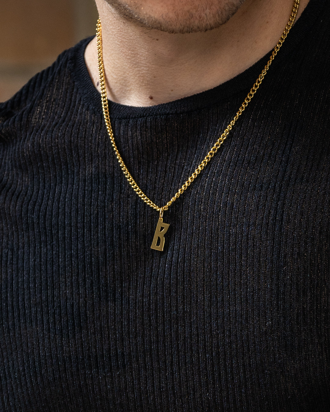 unshinebar-initial-b-kette-gold-45cm-edelstahl image 2