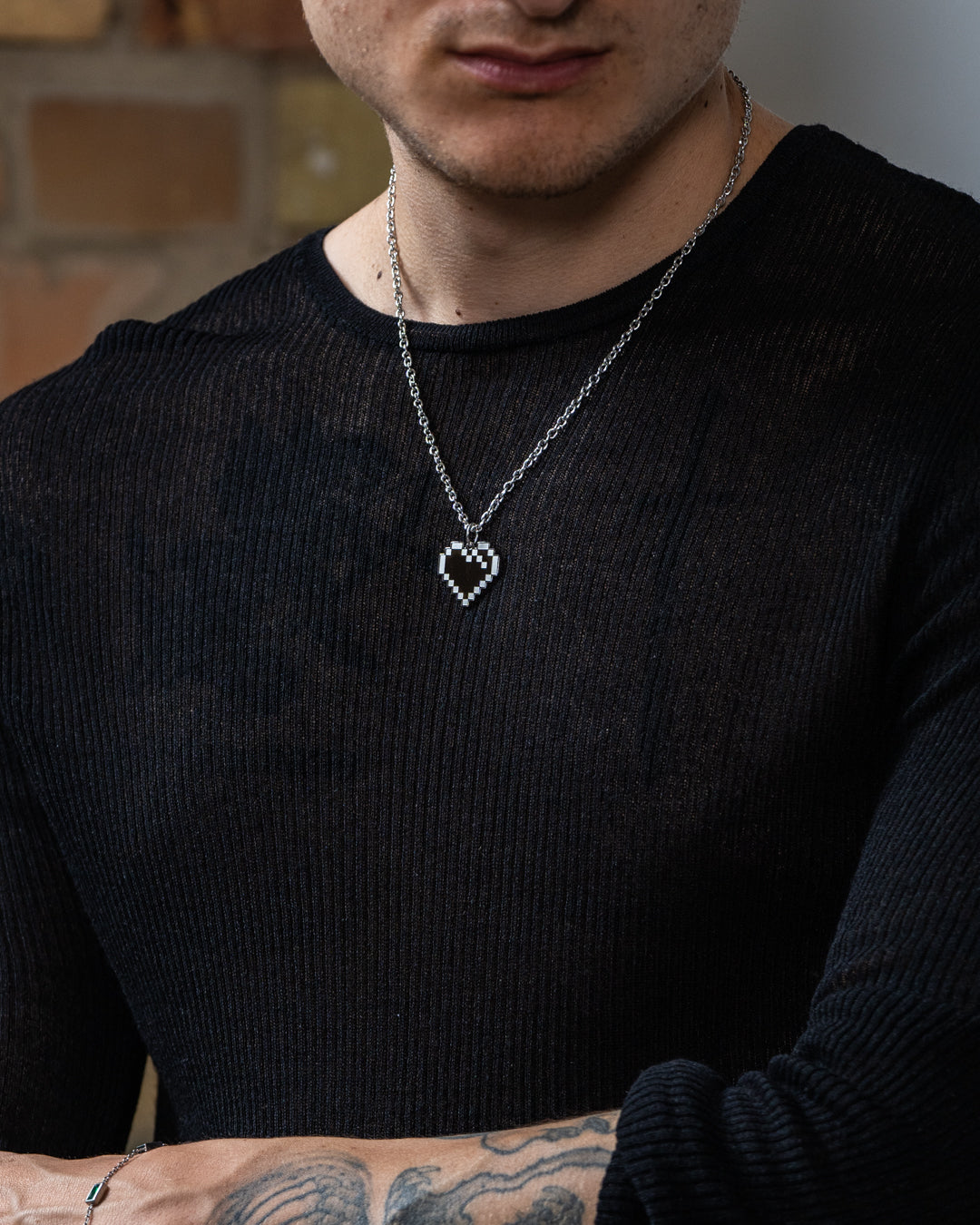 unshinebar-8bit-love-kette-silber-50-55cm-pixelherz image 4