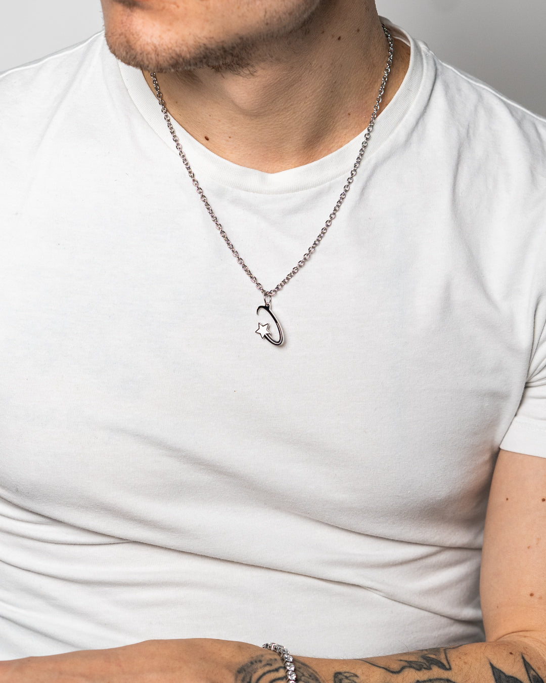 unshinebar-shooting-star-halskette-silber-45-cm-edelstahl image 2