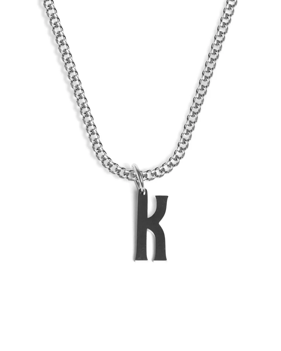 unshinebar-initial-k-halskette-silber-45cm-edelstahl image 1