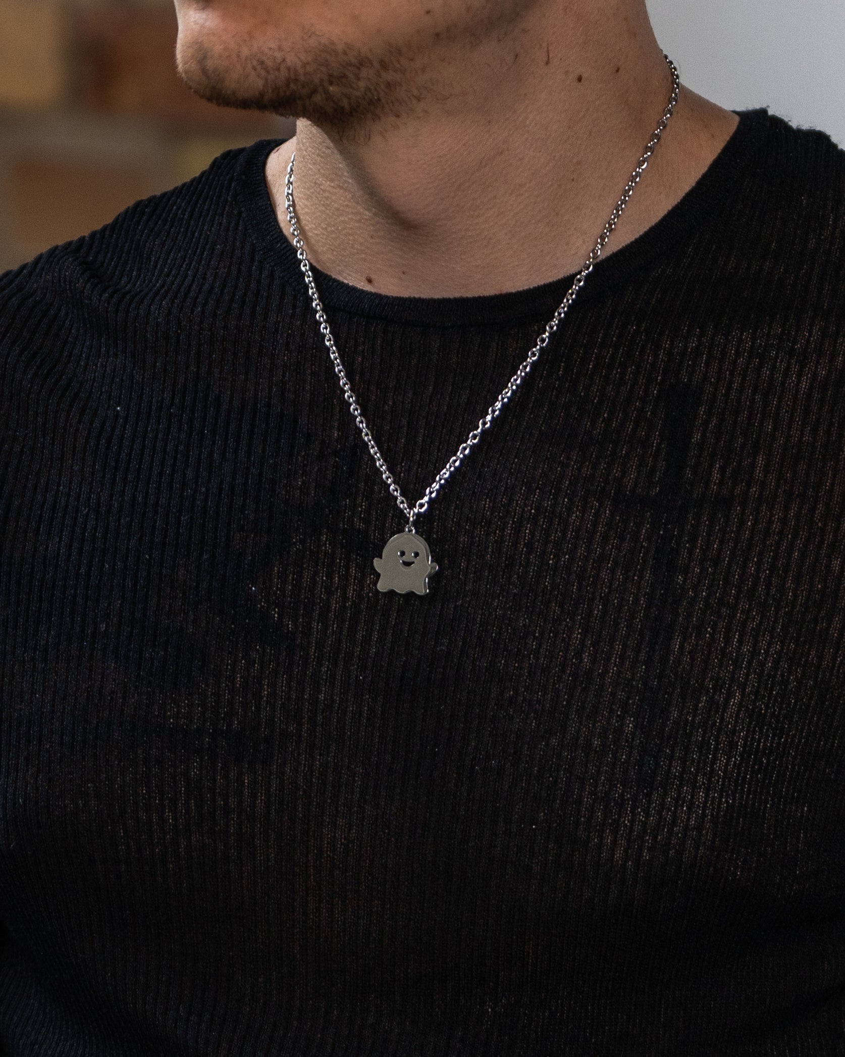 unshinebar-ghost-kette-silber-45cm-edelstahl image 3