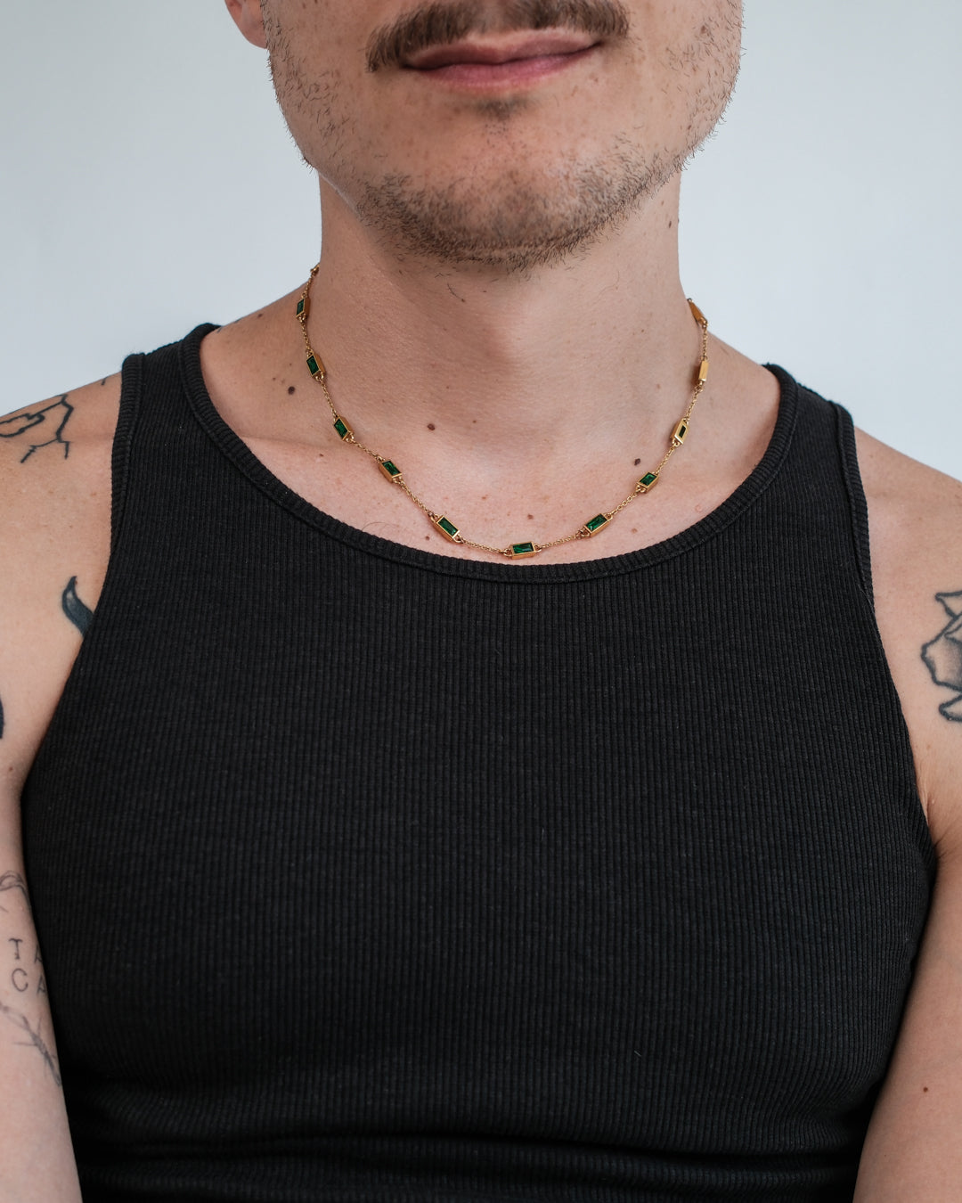 unshinebar-gemstone-chain-green-gold-tennis-kette image 3