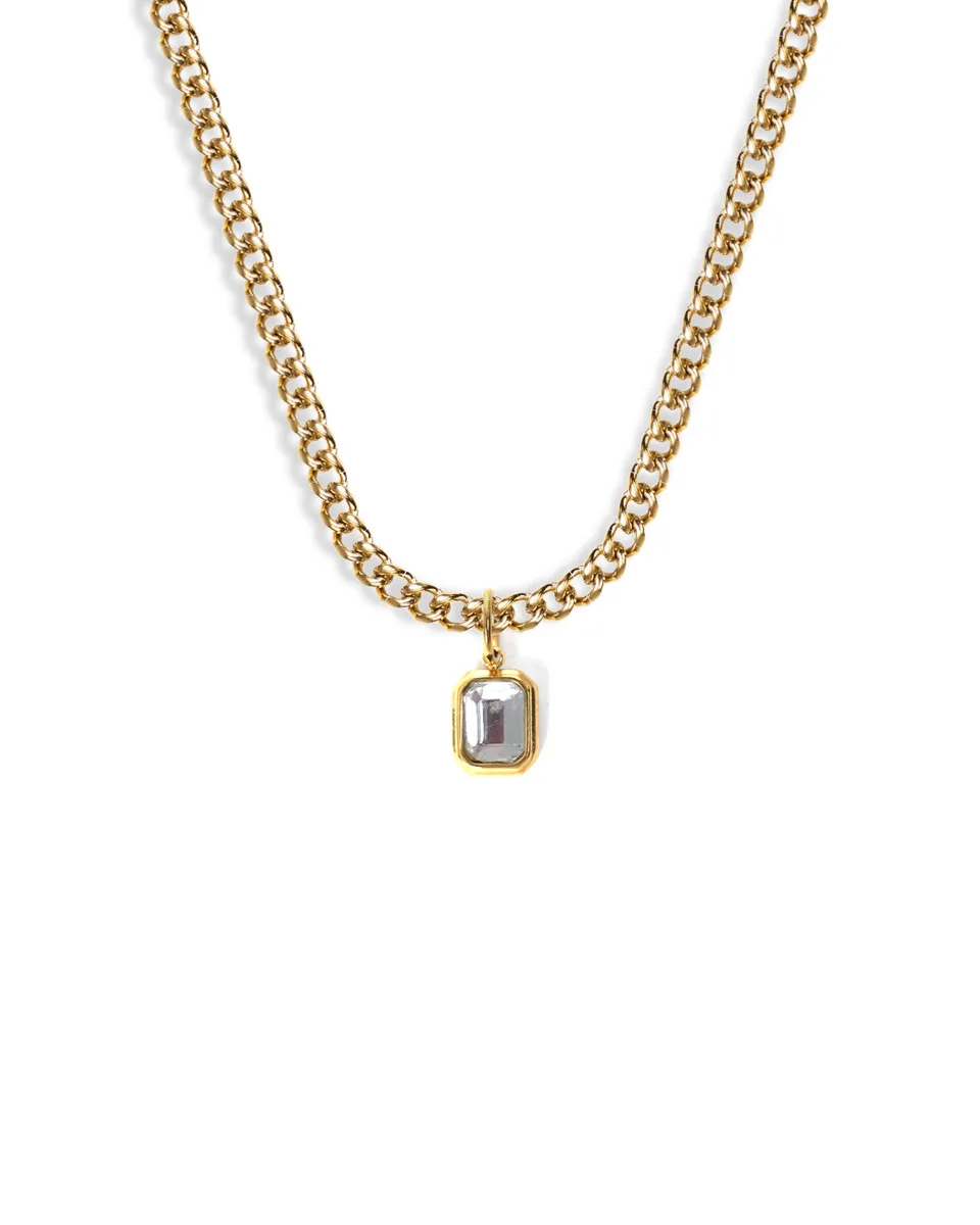 unshinebar-clear-gemstone-halskette-gold-zirkonia image 1
