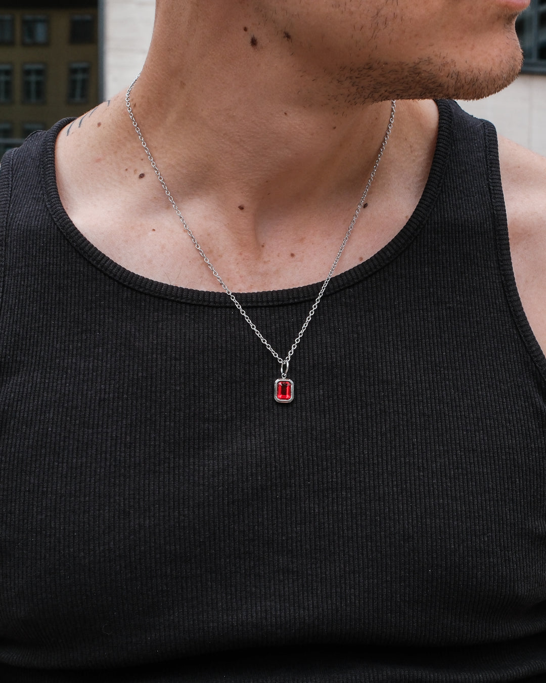 unshinebar-ruby-gemstone-halskette-silber-rot-45cm image 2