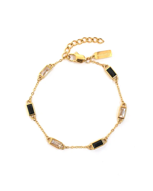 unshinebar-gemstone-bracelet-black-tennisarmband-gold image 1