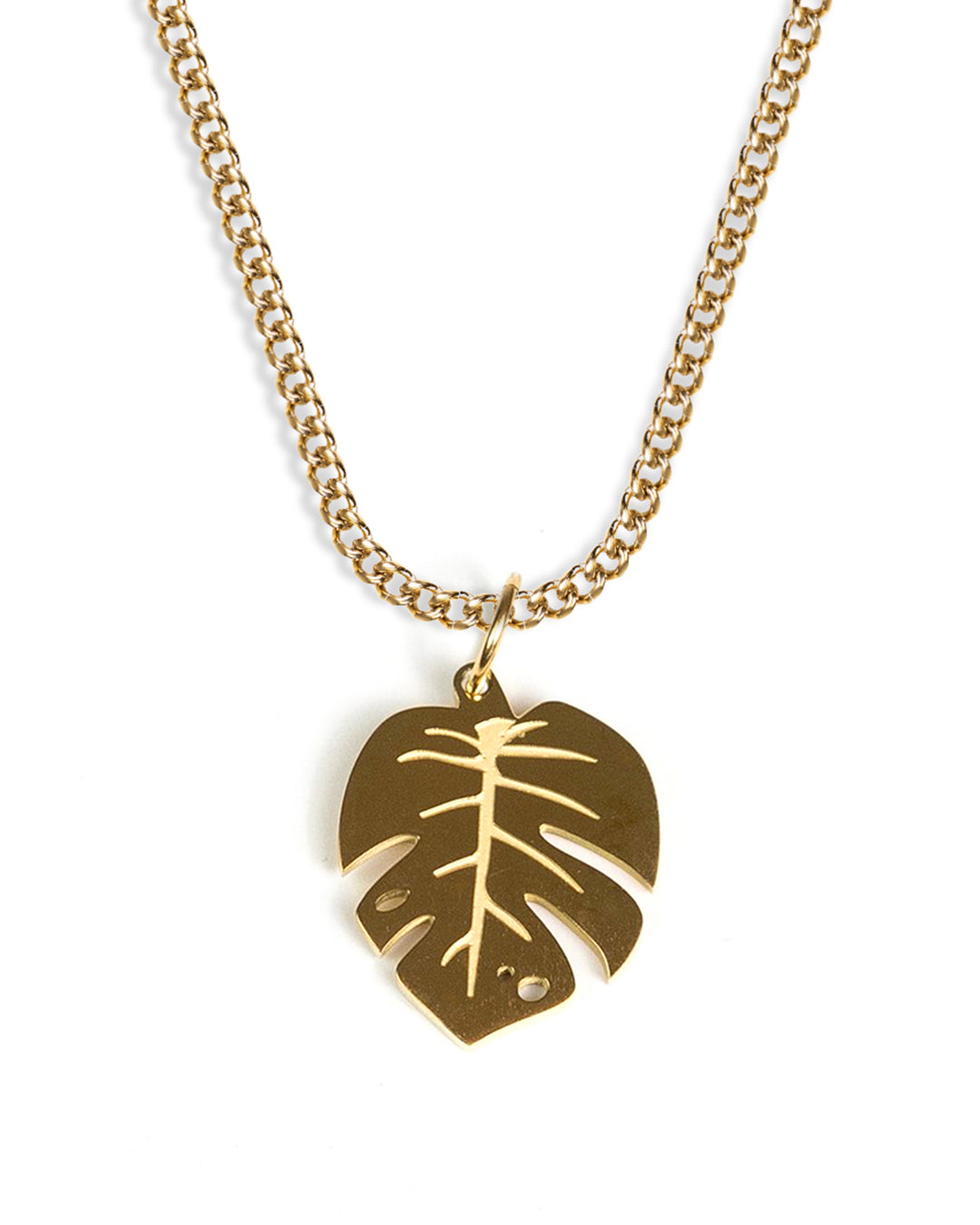 unshinebar-monstera-necklace-halskette-gold-45cm-18k image 1