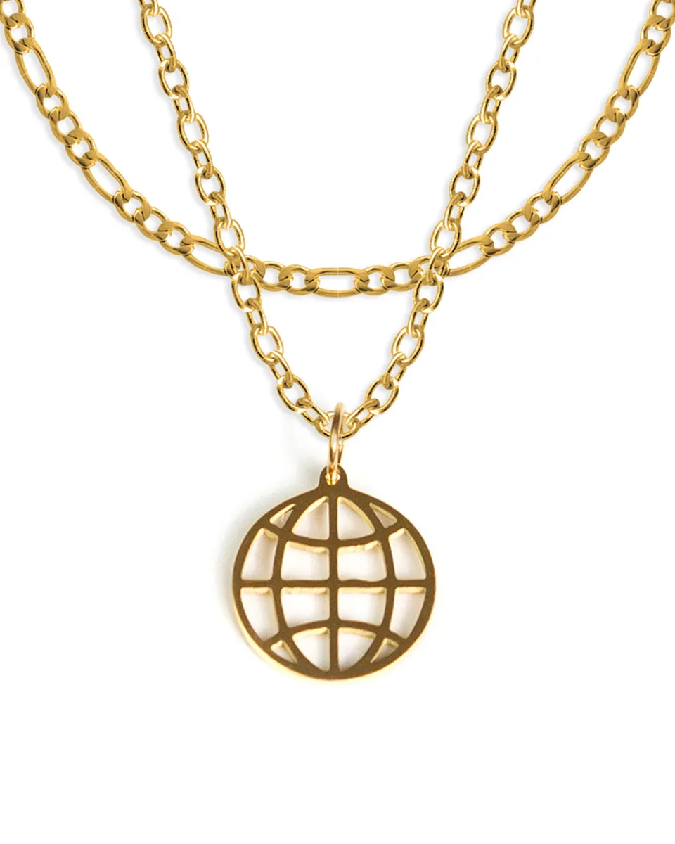 unshinebar-globe-set-gold-kette-mit-weltkugel-anh-nger image 1