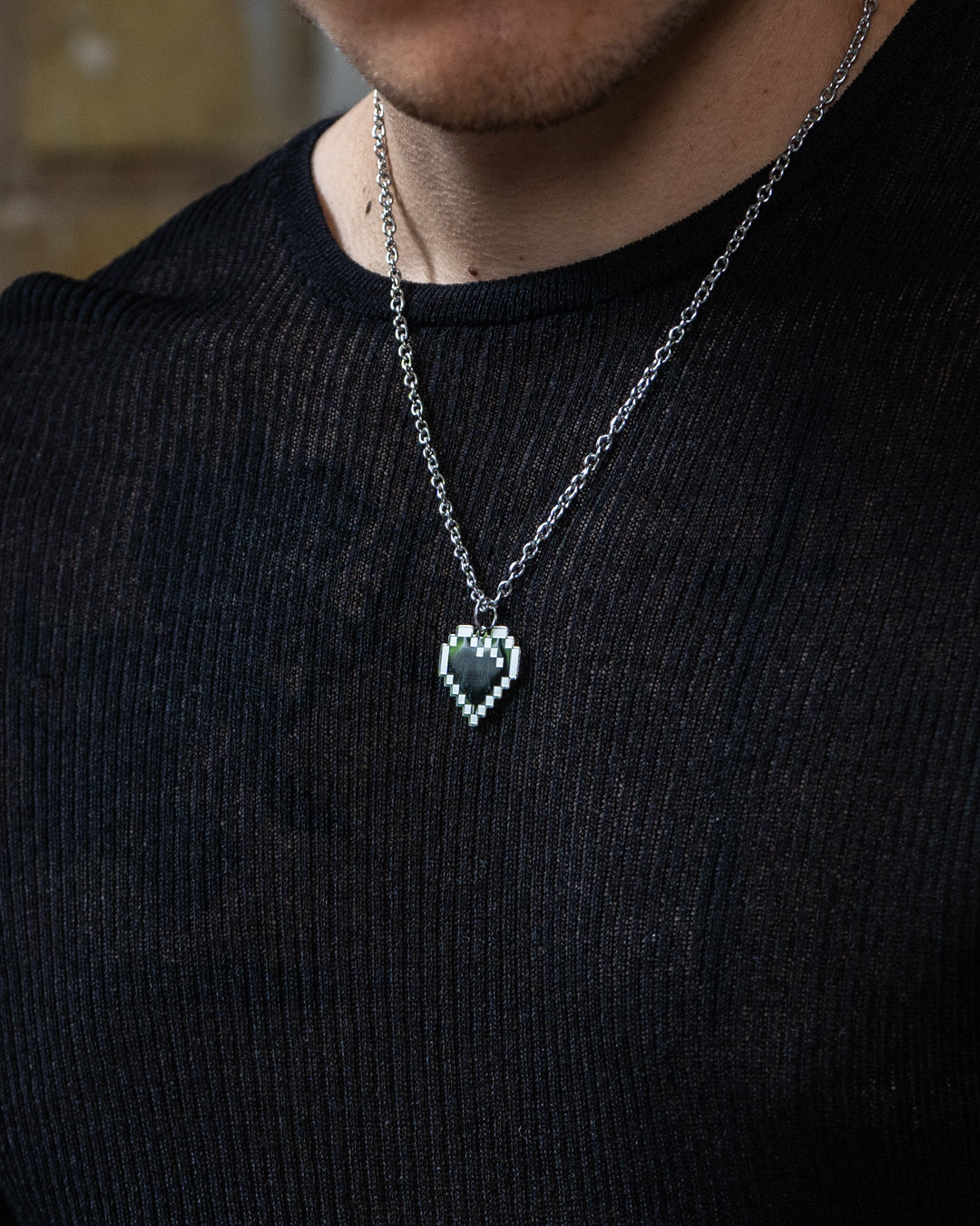 unshinebar-8bit-love-kette-silber-50-55cm-pixelherz image 5