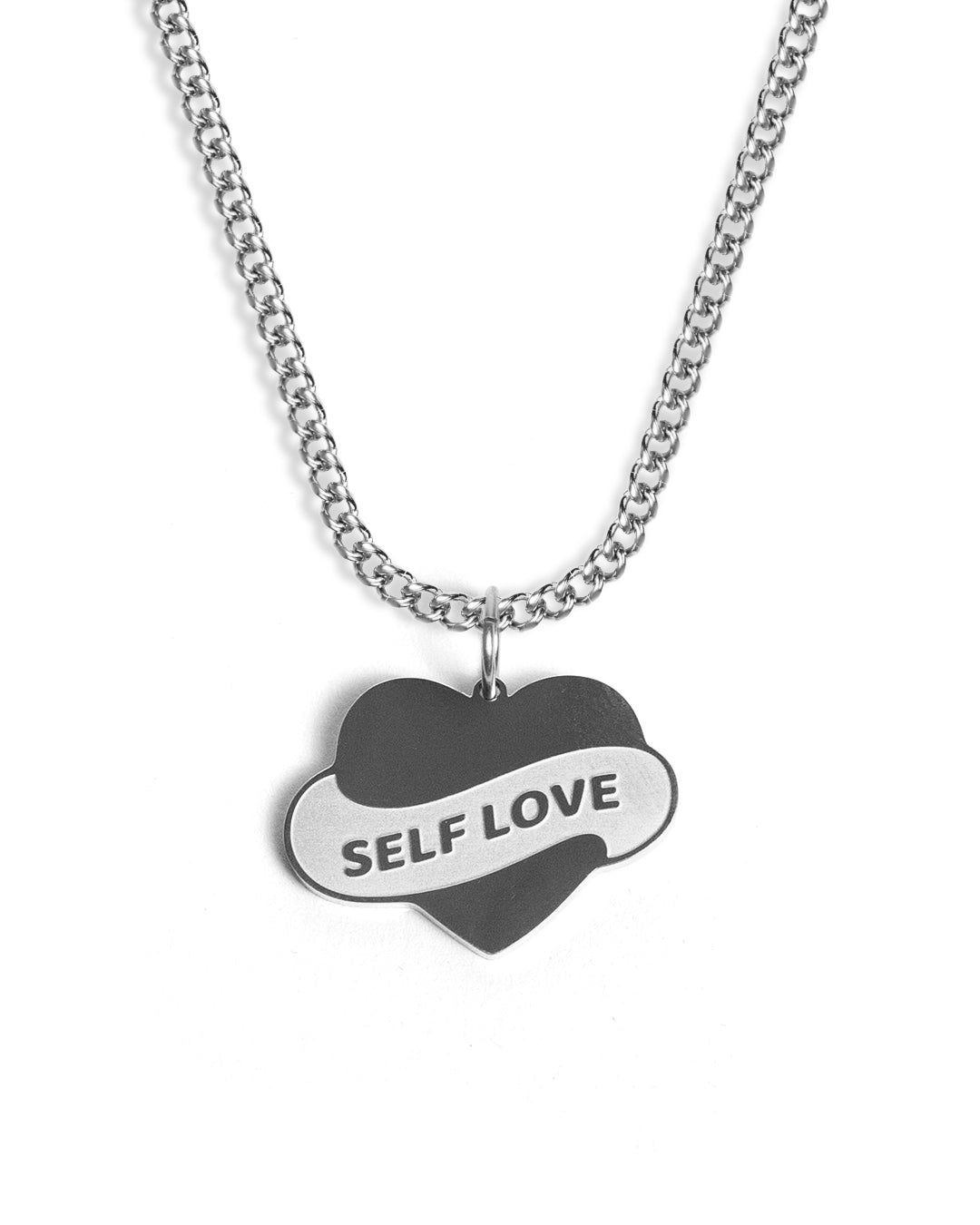 unshinebar-self-love-kette-silber-45cm-schriftzug-edelstahl image 1