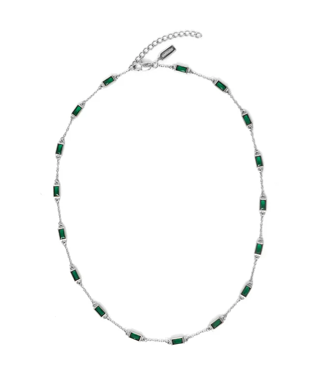 unshinebar-gemstone-tennis-kette-silber-gr-n-zirkonia-45cm image 1