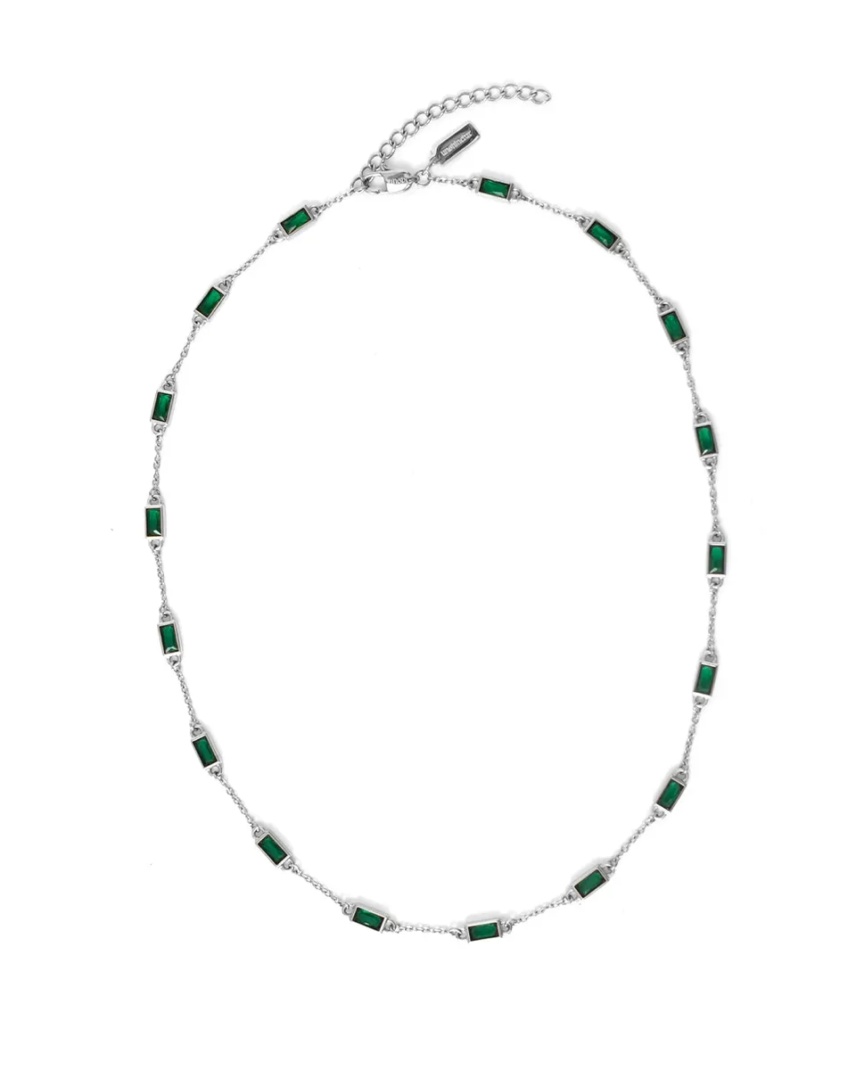 unshinebar-gemstone-tennis-kette-silber-gr-n-zirkonia-45cm image 1