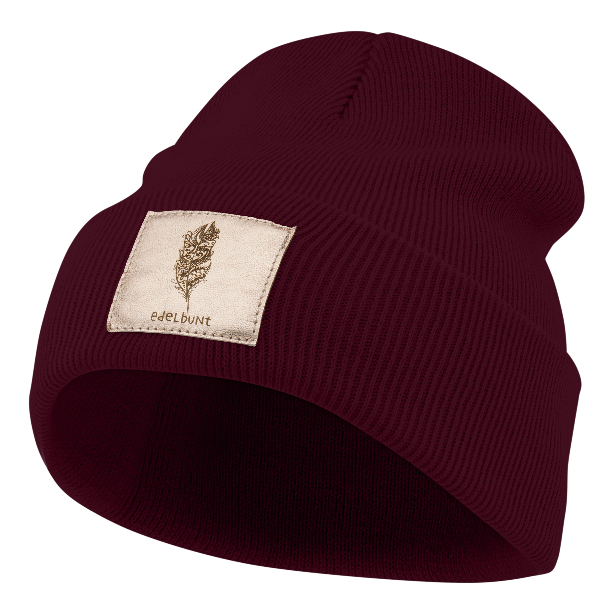 edelbunt-beanies-bern-m-tze-dunkelrot-kupfer image 1