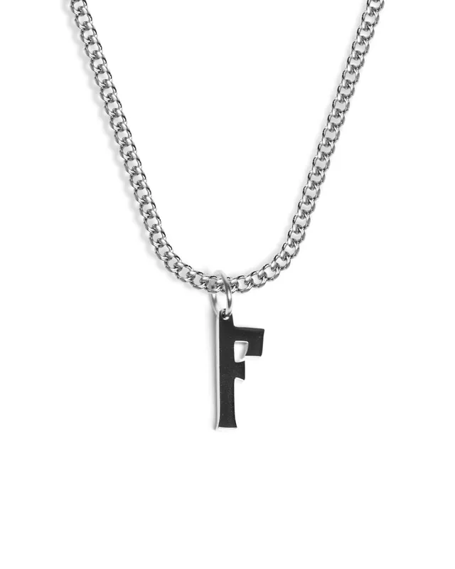 unshinebar-initial-f-halskette-silber-45-cm-edelstahl image 1