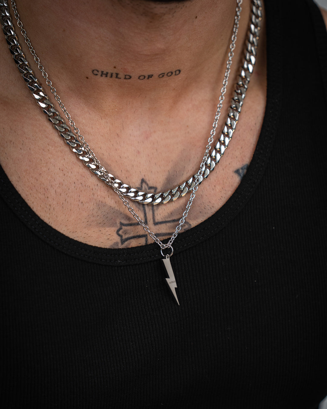 unshinebar-lightning-bolt-halskette-silber-blitz-45cm-edelstahl image 2