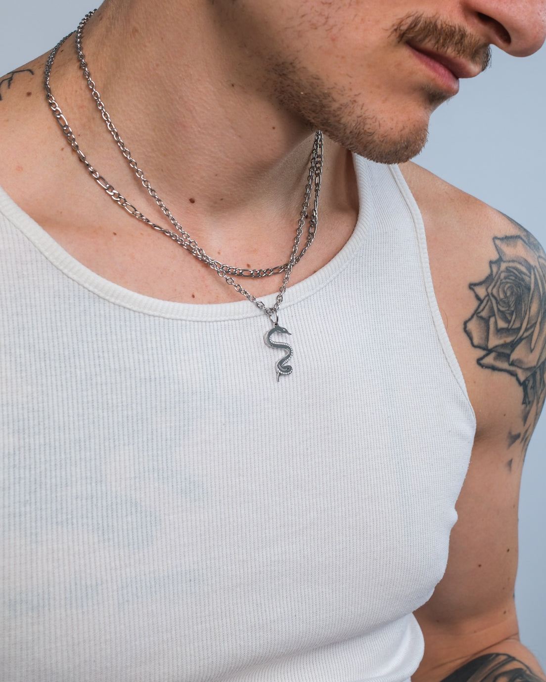unshinebar-snake-schmuck-set-silber-45cm-edelstahl image 4