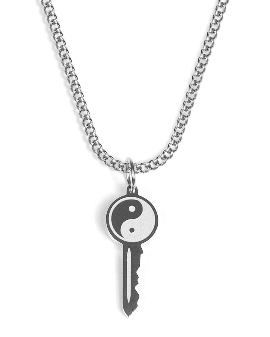 unshinebar-key-yin-yang-halskette-silber-45cm-edelstahl image 1