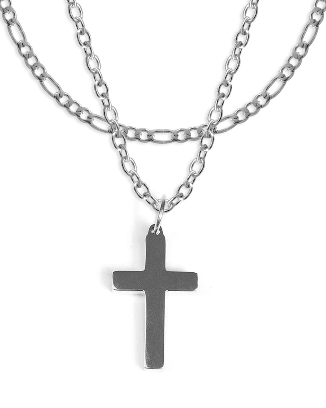 unshinebar-cross-set-silber-kreuz-kette-mit-anh-nger-edelstahl image 1