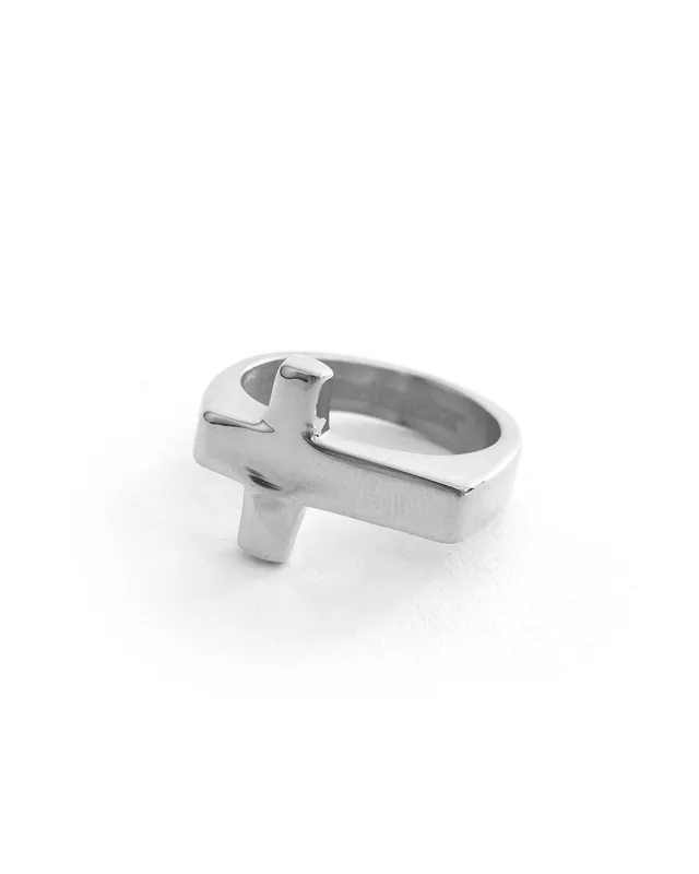 unshinebar-cross-ring-silber-edelstahl-gr-9 image 1