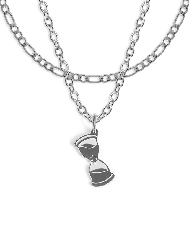 unshinebar-time-set-halskette-silber-sanduhr-anh-nger image 1