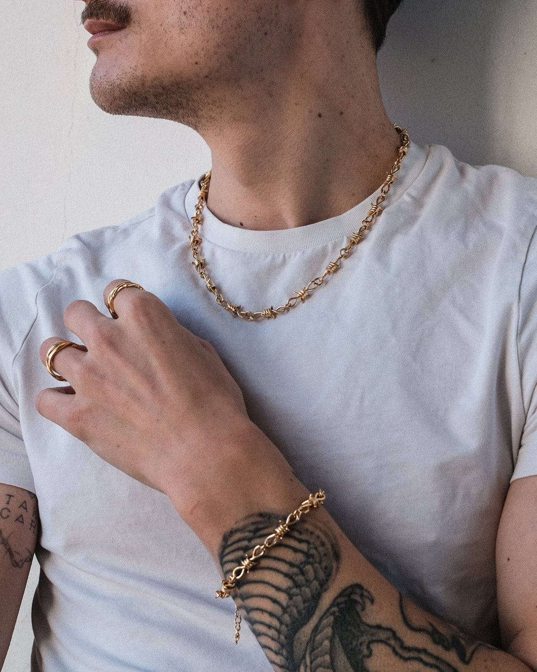 unshinebar-barbed-wire-chain-kette-gold-45cm-edelstahl-5mm image 3