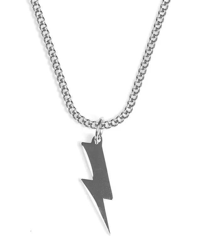unshinebar-lightning-bolt-halskette-silber-blitz-45cm-edelstahl image 1