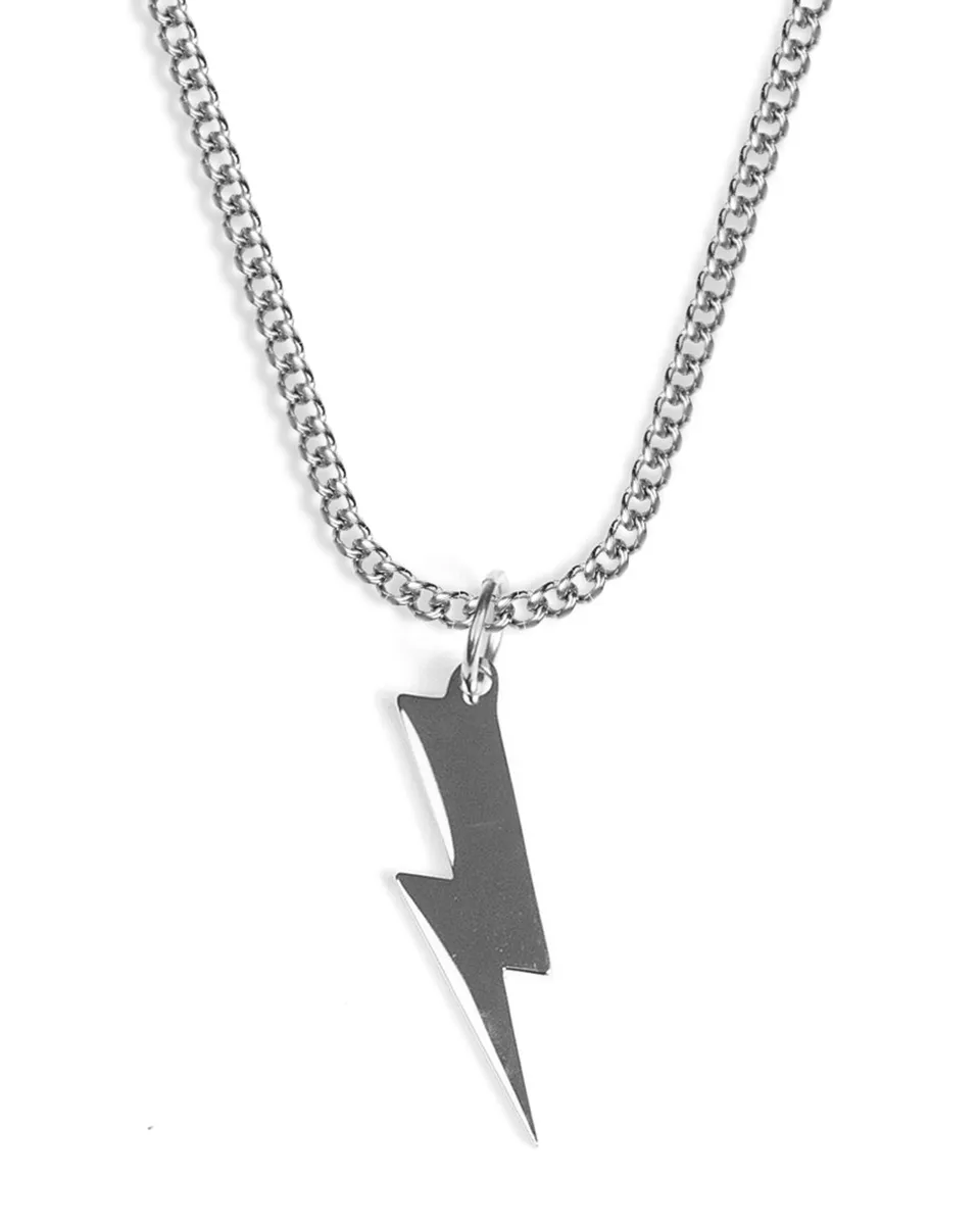 unshinebar-lightning-bolt-halskette-silber-blitz-45cm-edelstahl image 1