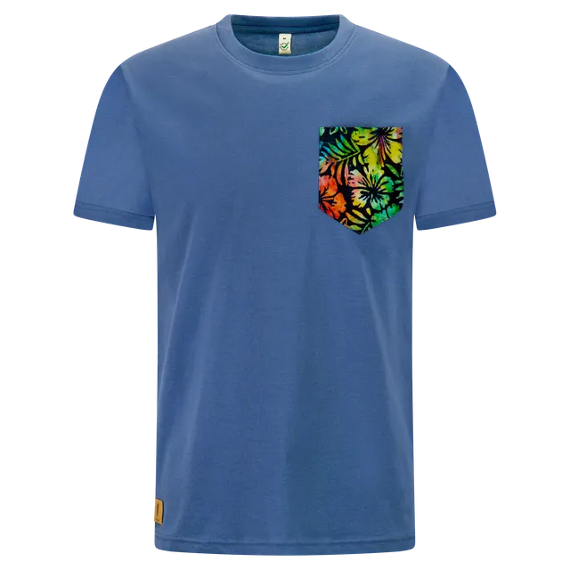 edelbunt-hawaii-t-shirt-herren-blau-biobaumwolle image 1