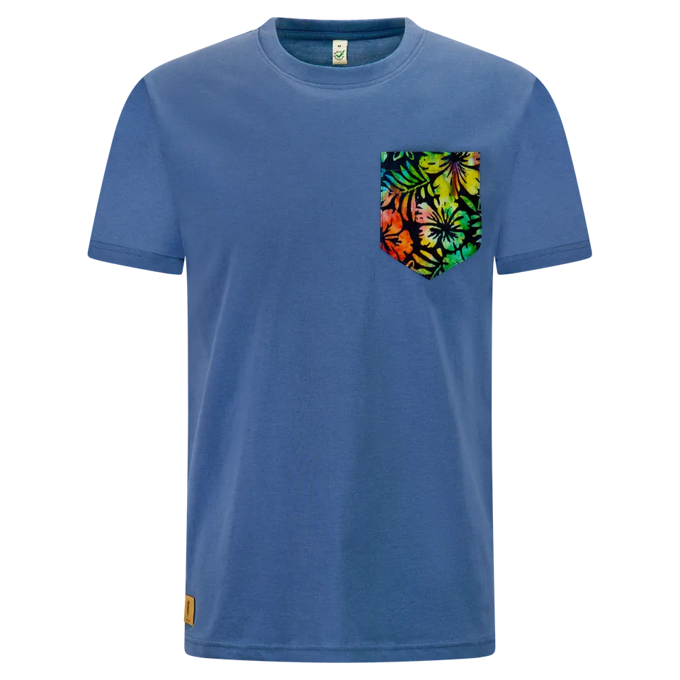 edelbunt-hawaii-t-shirt-herren-blau-biobaumwolle image 1