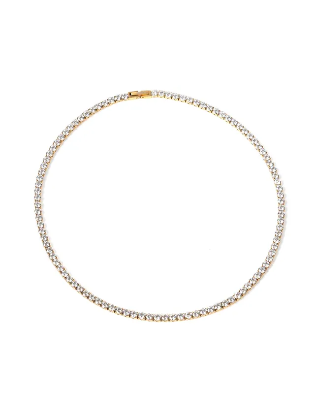 unshinebar-tennis-chain-4mm-halskette-gold-45cm-zirkonia image 1