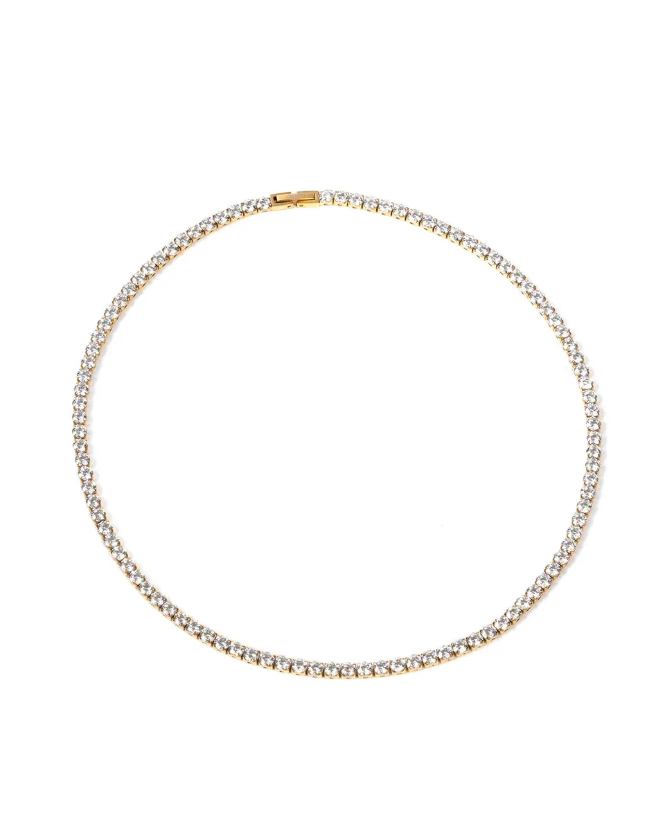 unshinebar-tennis-chain-4mm-halskette-gold-45cm-zirkonia image 1