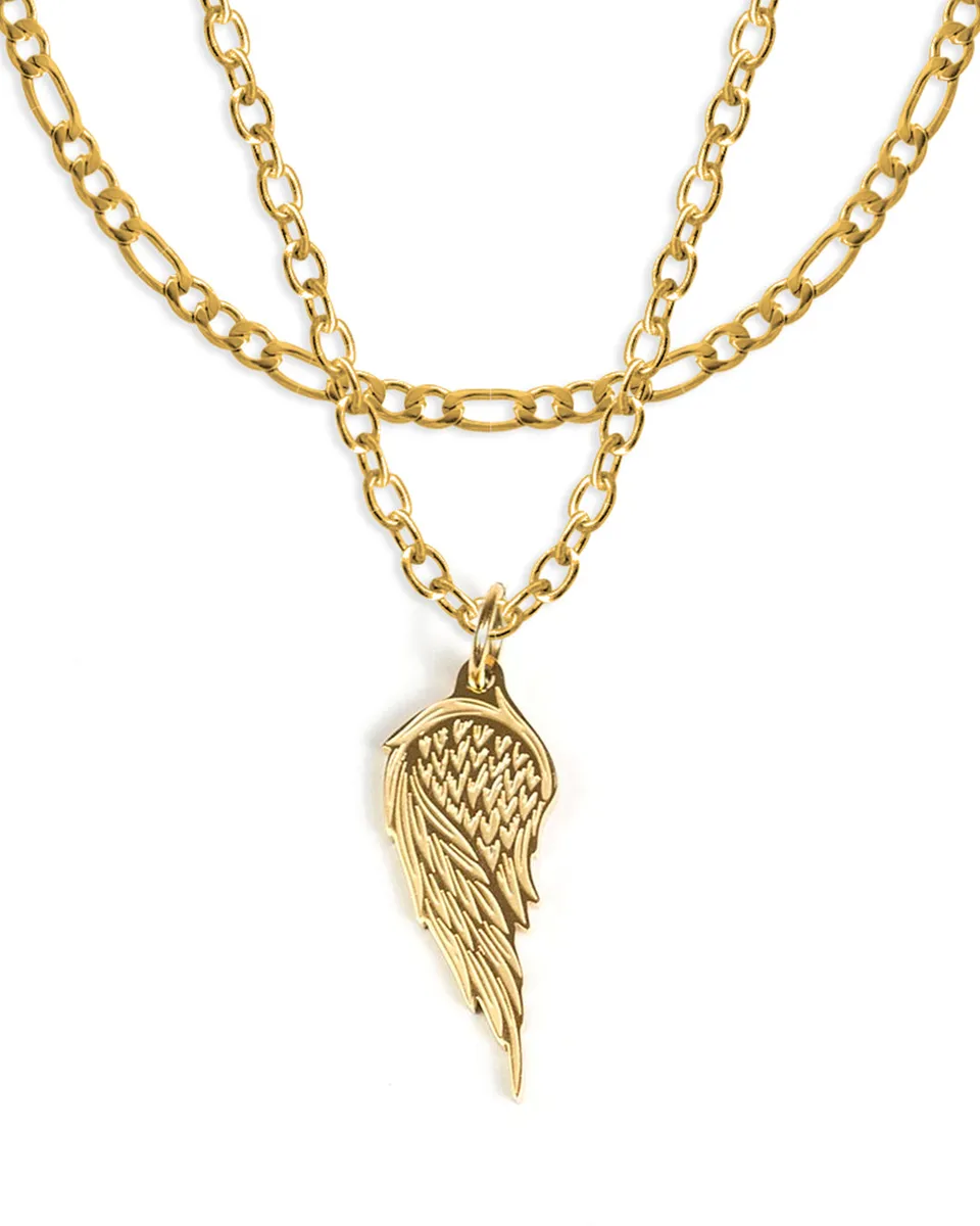 unshinebar-wing-set-gold-halskette-set-3-8mm-figaro-wasserfest image 1