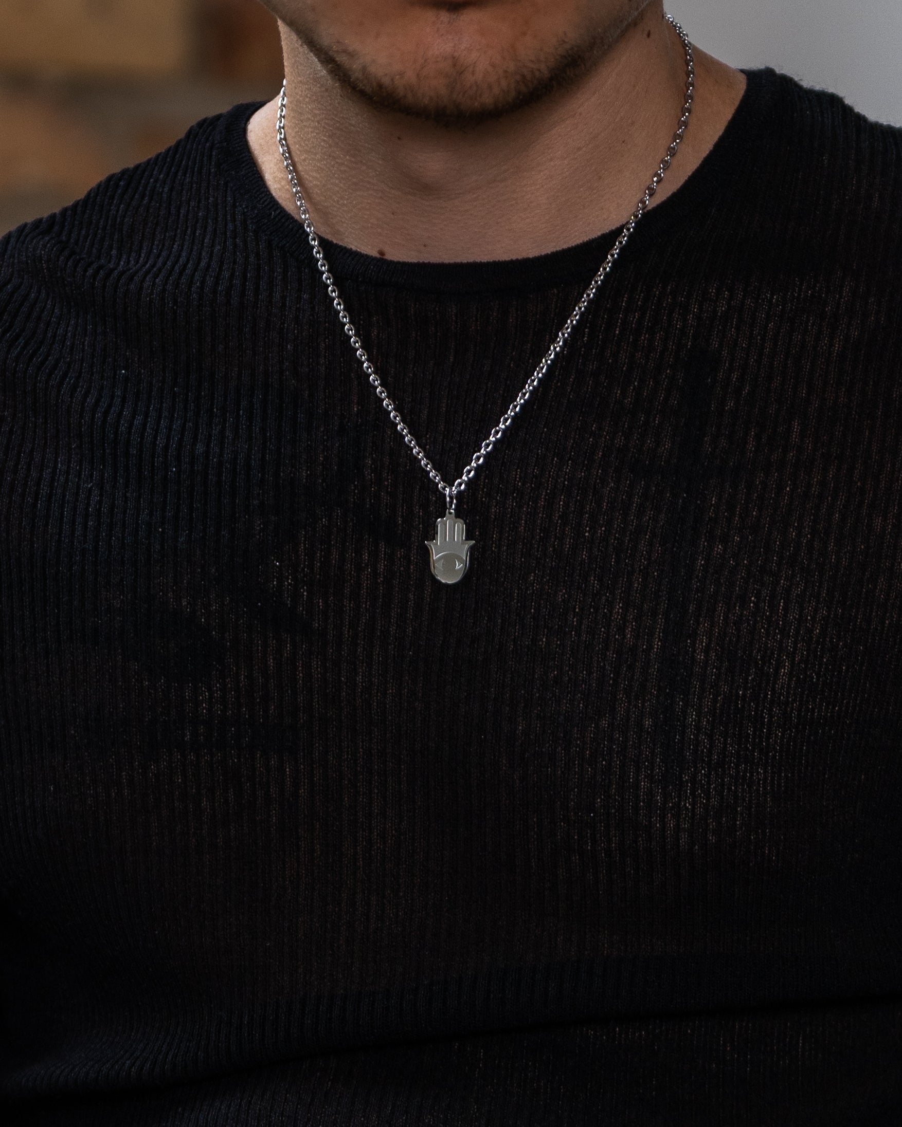 unshinebar-hand-of-fatima-kette-silber-mit-hamsa-anh-nger-edelstahl image 4
