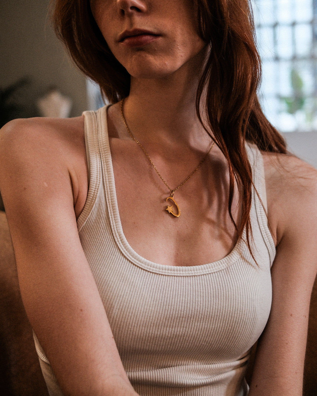 unshinebar-shooting-star-kette-gold-45cm-edelstahl image 3