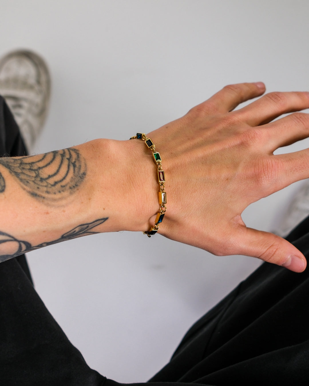 unshinebar-rainbow-armband-gold-bunte-zirkonia-3mm image 4