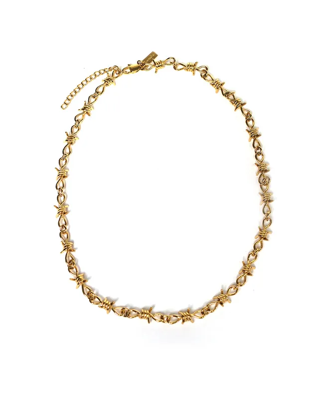 unshinebar-barbed-wire-chain-kette-gold-45cm-edelstahl-5mm image 1