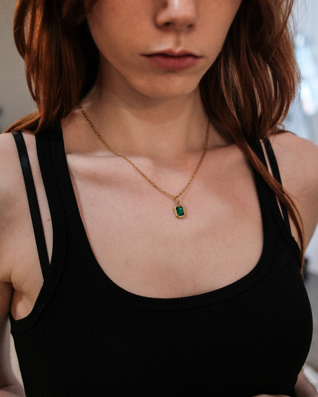 unshinebar-emerald-green-halskette-gold-zirkonia-45cm image 5