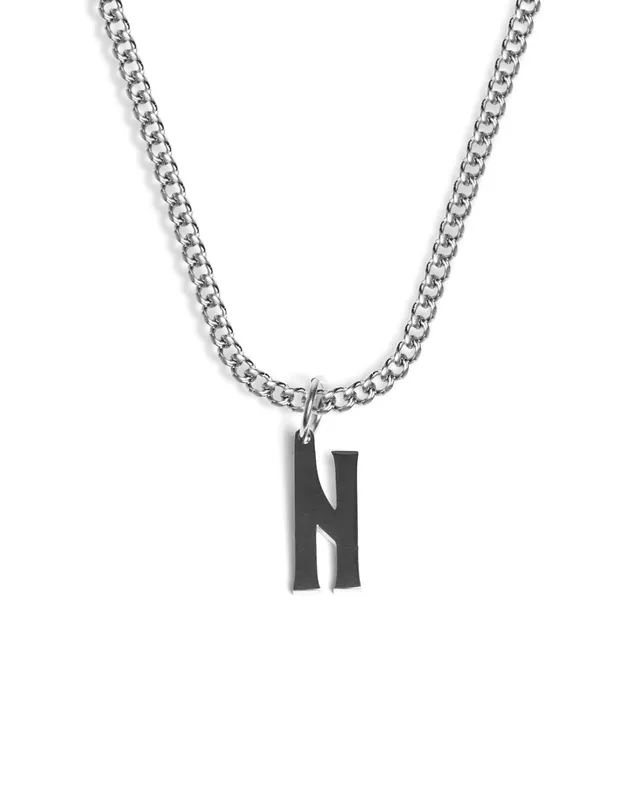 unshinebar-initial-n-halskette-silber-45cm-edelstahl image 1