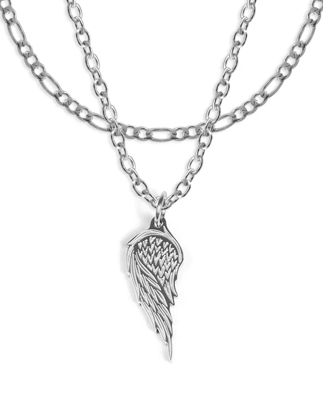 unshinebar-wing-set-silber-kette-55cm-figaro-wasserfest image 1