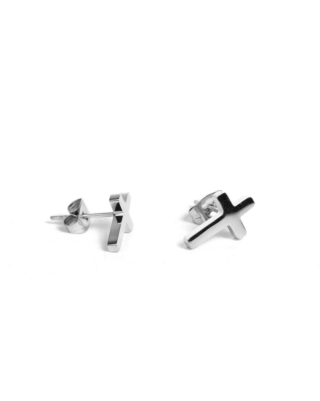 unshinebar-cross-ohrstecker-silber-single-edelstahl image 2