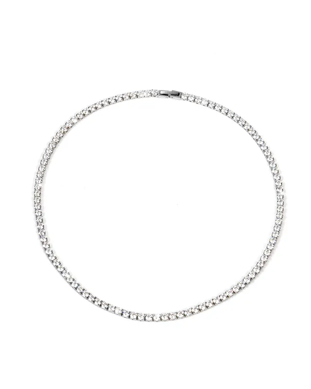 unshinebar-tennis-chain-4mm-halskette-silber-45cm-zirkonia image 1
