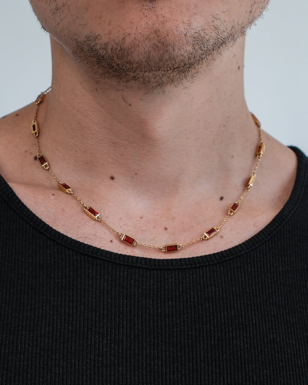 unshinebar-gemstone-tennis-kette-gold-rot-45-5-cm image 4