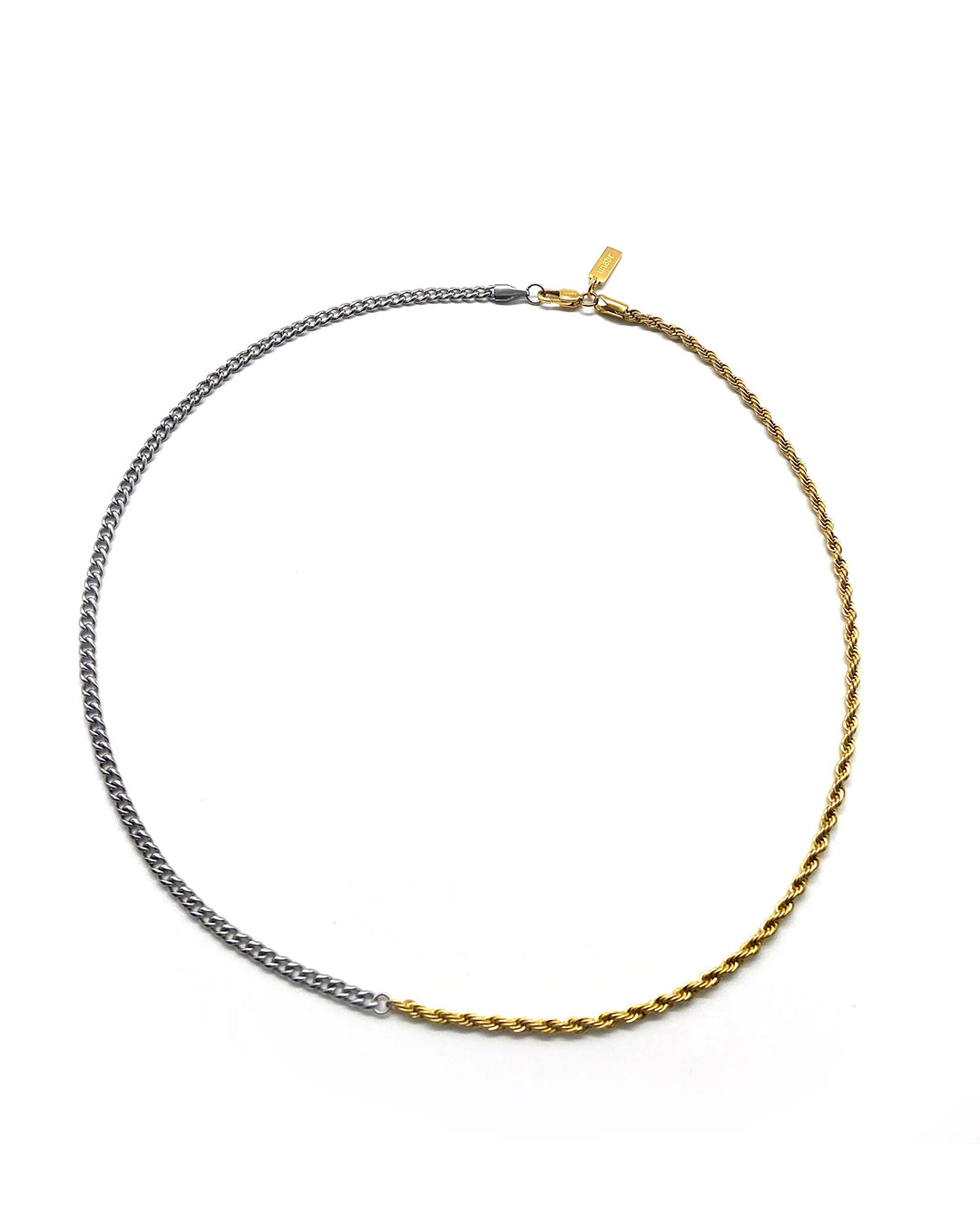 unshinebar-curb-rope-kette-3-5mm-bicolor-gold-silber-45cm image 1