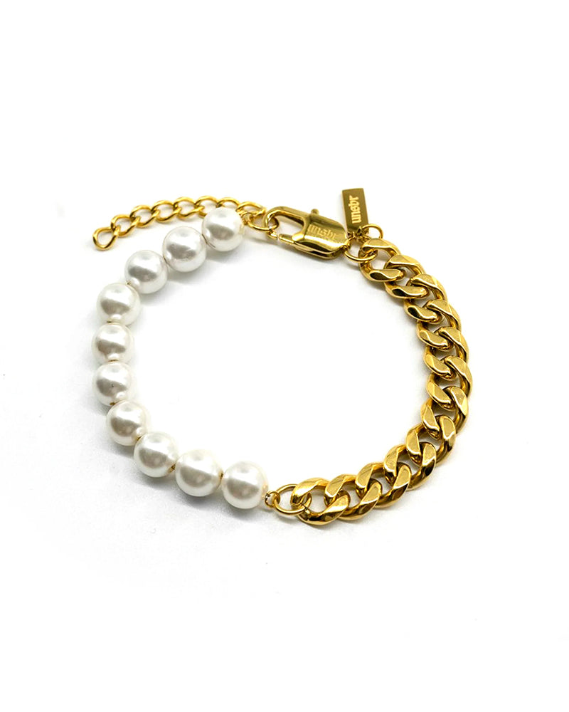 unshinebar-pearl-cuban-armband-gold-8mm-perlen-wasserfest image 1
