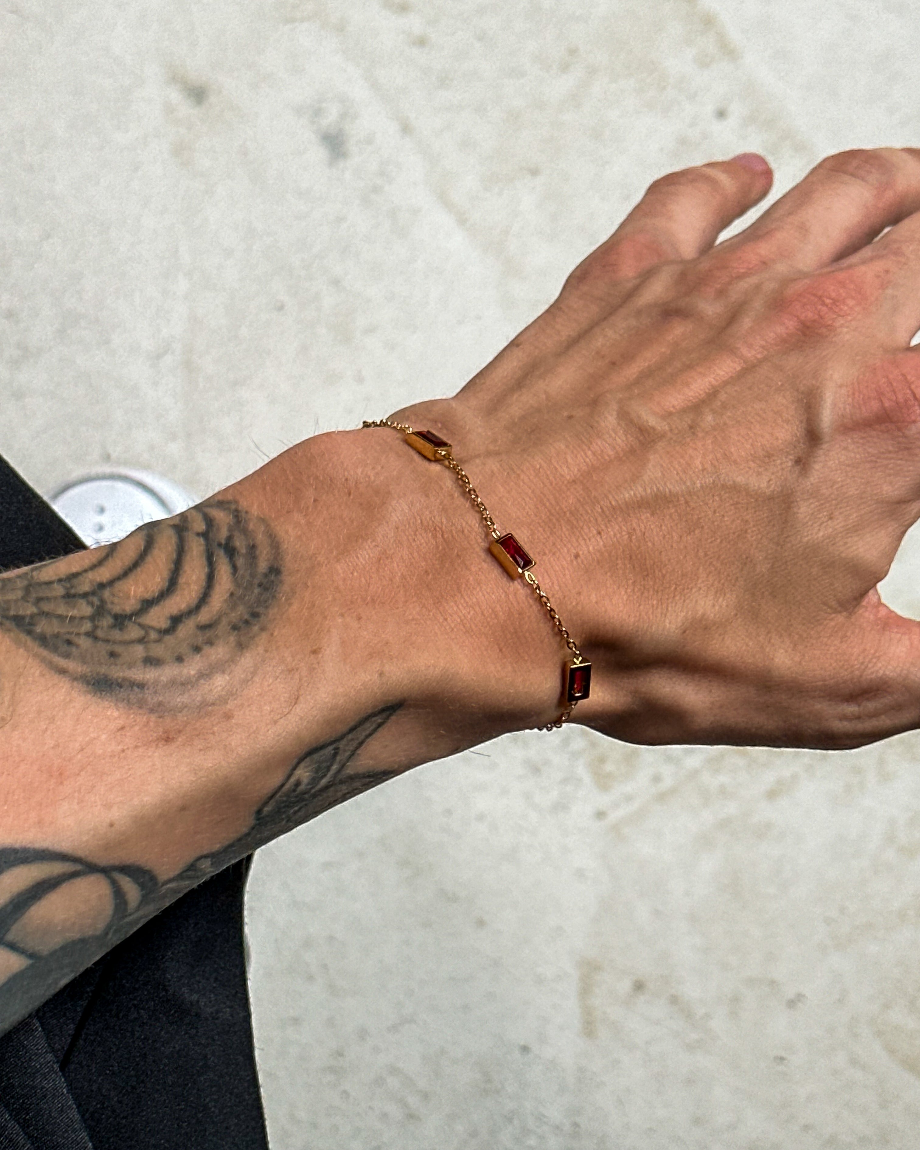 unshinebar-gemstone-tennis-armband-gold-rot-19-3-cm image 3
