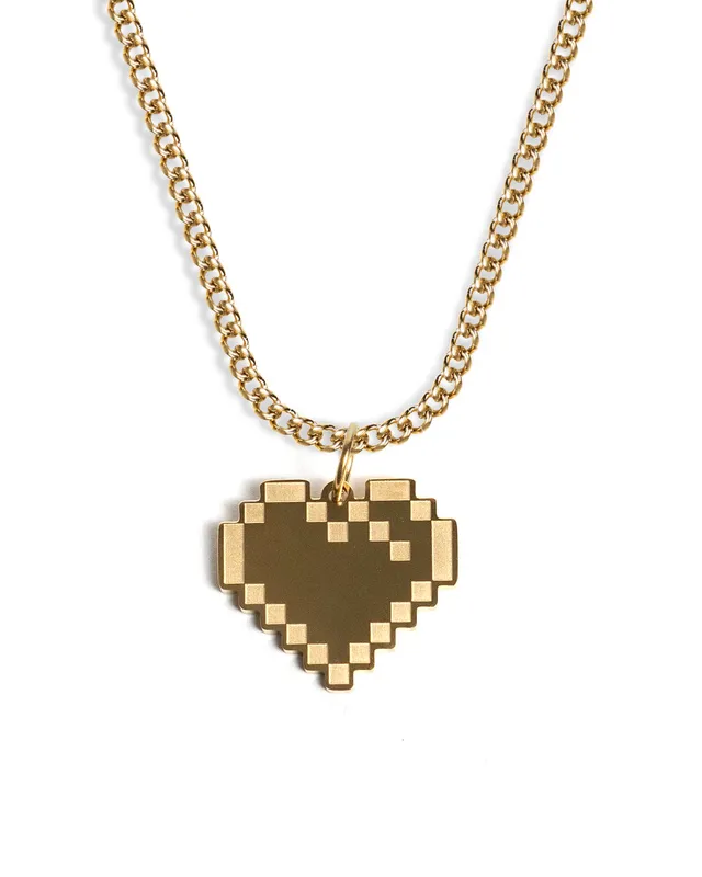 unshinebar-8bit-love-halskette-gold-pixel-herz-45cm-edelstahl image 1