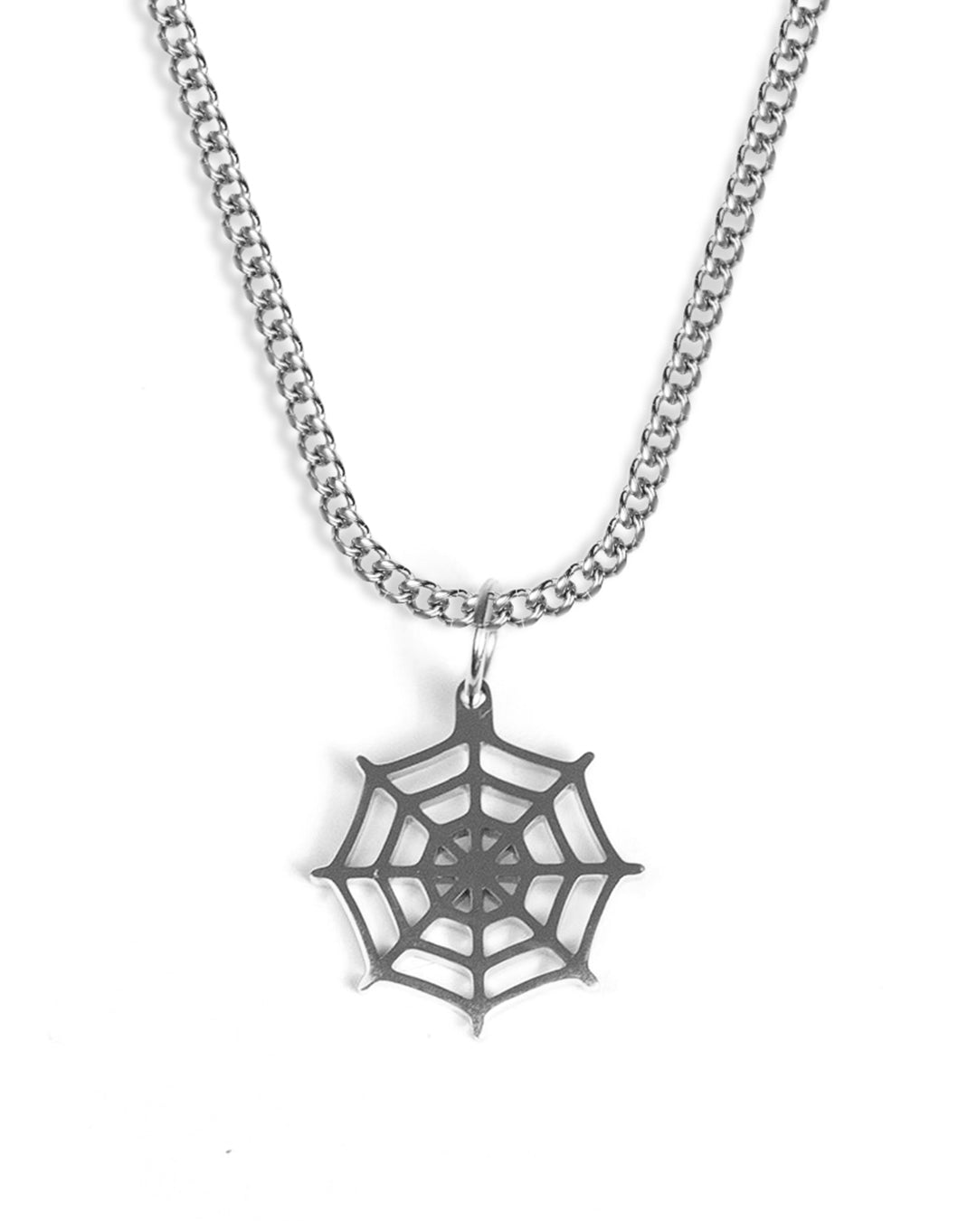 unshinebar-spiderweb-kette-silber-spinnennetz image 1