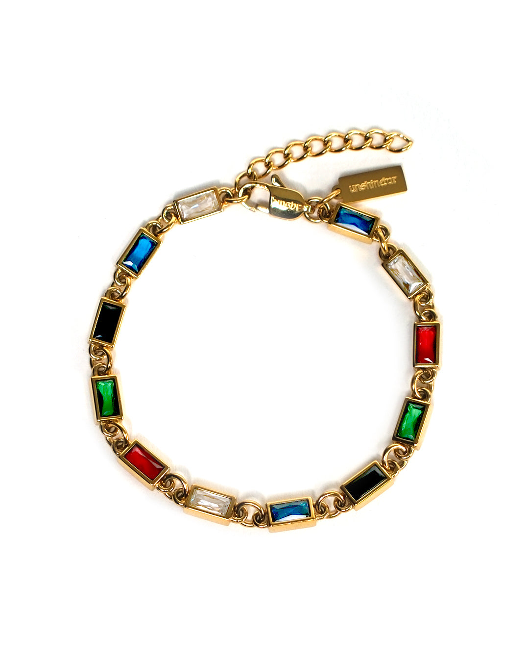 unshinebar-rainbow-armband-gold-bunte-zirkonia-3mm image 1