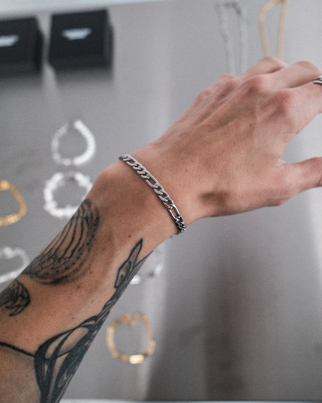 unshinebar-figaro-armband-silber-19-5cm-edelstahl-wasserfest image 3