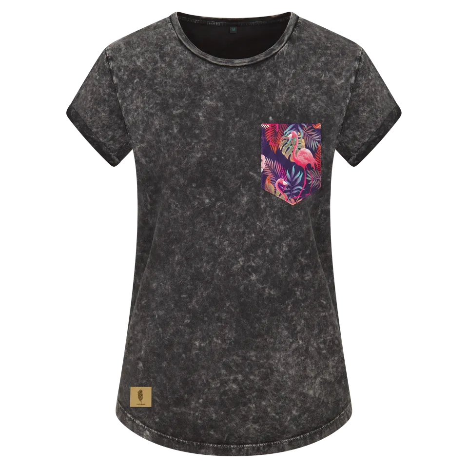 edelbunt-flamingo-t-shirt-damen-biobaumwolle image 1